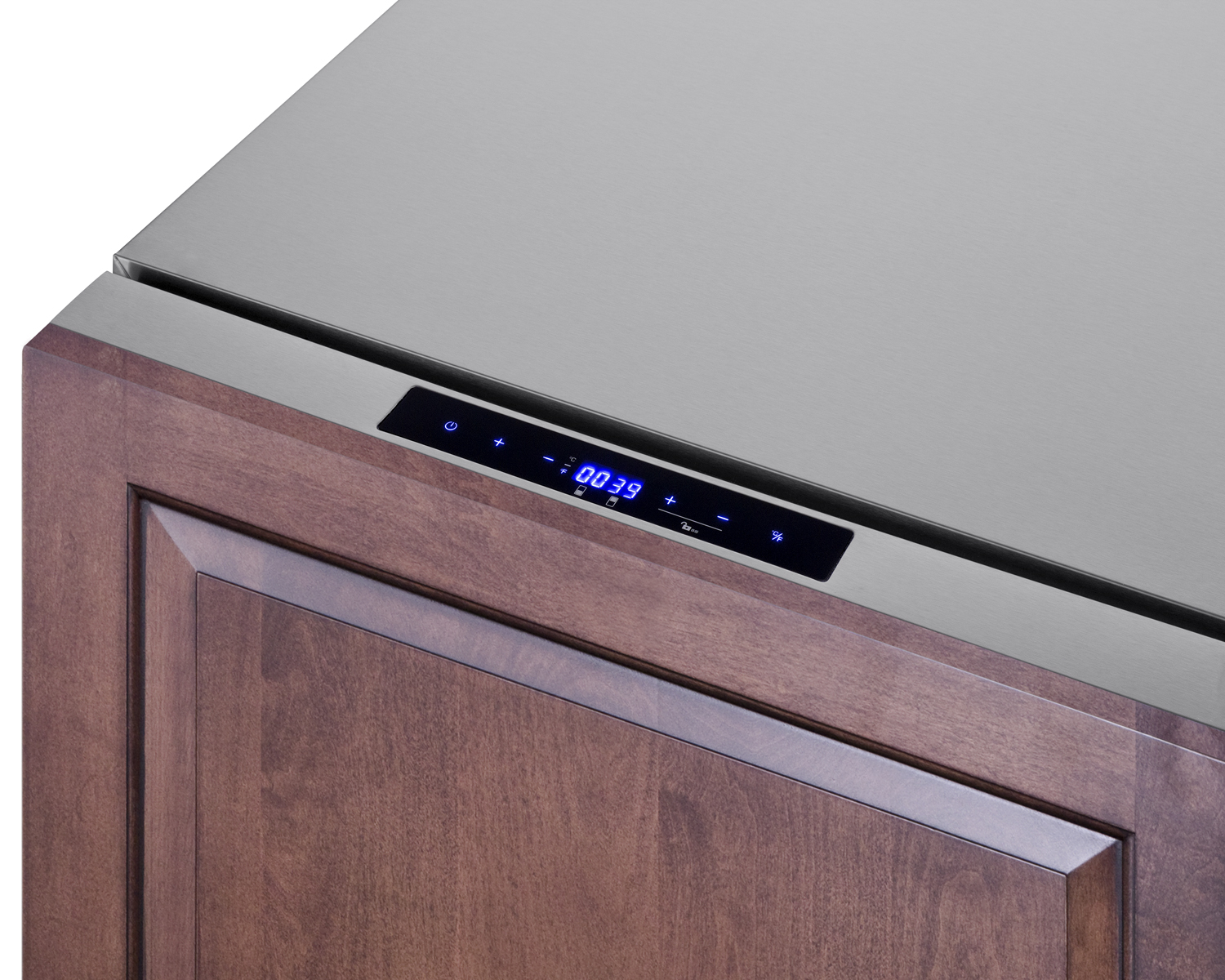 24 in. wide ADA compliant 2-drawer refrigerator-freezer for indoor or outdoor residential or commercial use, stainless steel exterior with panel-ready drawer fronts